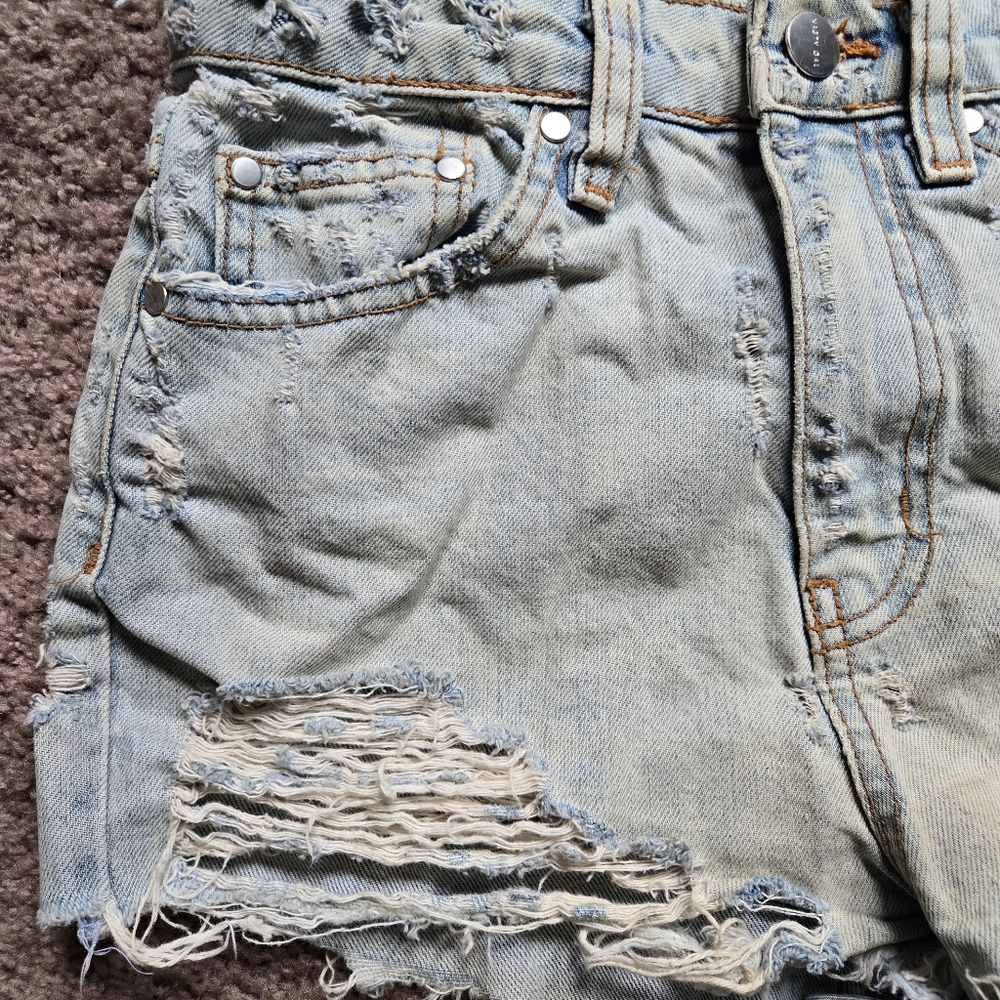 Nasty Gal Light Blue Distressed Denim Shorts